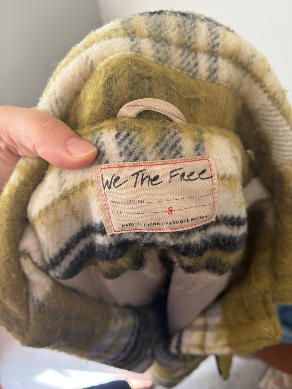 We the Free Vienna Shirt Jacket Plaid Shacket in Olive & Ivory - Picture 6 of 6